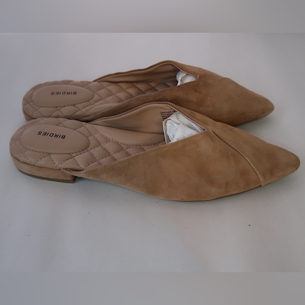 Birdies Tan Suede Pointed-Toe Slide Flats - Picture 3 of 8